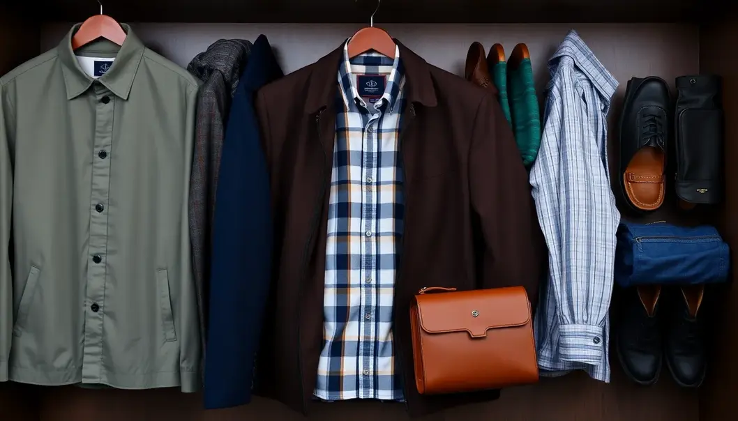 The Ultimate Guide to Men’s Fashion Essentials for Every Season An organized wardrobe showcasing men's fashion essentials for different seasons.