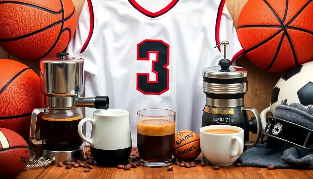 Craft Coffee Trends Every Sports Fan Needs to Experience Various coffee brews alongside sports gear showcasing a blend of hobbies.